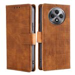 Per OPPO Reno12 F 5G Custodia in pelle con chiusura magnetica effetto coccodrillo (marrone)