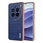 Per vivo X200 Pro AZNS Custodia per telefono con copertura completa in coccodrillo con cornice elettrolitica (blu)