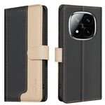 Per Redmi Note 14 Pro 5G / Note 14 Pro+ 5G Custodia per telefono in pelle antifurto RFID abbinata ai colori (nera)