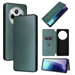 Per Redmi 14C Custodia in pelle con texture in fibra di carbonio (verde)