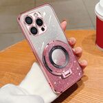 Per iPhone 16 Pro Max Custodia per telefono in TPU con supporto rotondo glitterato sfumato placcato (rosa)