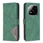 Per Redmi Note 14 Pro 5G / Note 14 Pro+ 5G Custodia per telefono in pelle con fibbia magnetica e trama a rombi (verde)