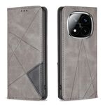 Per Redmi Note 14 Pro 5G / Note 14 Pro+ 5G Custodia per telefono in pelle magnetica con trama a rombo (grigio)