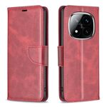 Per Redmi Note 14 Pro 5G / Note 14 Pro+ 5G Custodia per telefono in pelle di agnello con texture a flip di colore puro (rosso)
