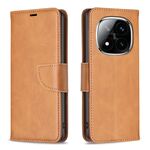 Per Redmi Note 14 Pro 5G / Note 14 Pro+ 5G Custodia per telefono in pelle di agnello con texture a flip di colore puro (giallo)