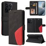 Per Xiaomi 14T Custodia per telefono in pelle con cerniera bicolore (nero)