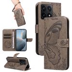 Per Xiaomi 14T Custodia per telefono in pelle goffrata con farfalla a coda di rondine (grigio)