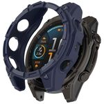 Per Garmin Fenix ​​8 MIP 47mm Solar Armour Hollow TPU Half Coverage Watch Case Solar Version (Blu notte)