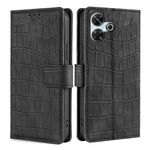 Per Redmi 13 4G Custodia in pelle con chiusura magnetica in coccodrillo (nero)