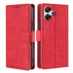 Per Redmi 13 4G Custodia in pelle con chiusura magnetica in coccodrillo (rosso)