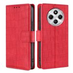 Per Redmi 14C 4G Custodia in pelle con chiusura magnetica in coccodrillo (rosso)