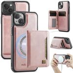 Per iPhone 13 AutSpace A13 MagSafe Magnetic RFID Flip Card Bag Custodia per telefono (oro rosa)