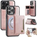 Per iPhone 12 Pro AutSpace A13 MagSafe Magnetic RFID Flip Card Bag Custodia per telefono (oro rosa)