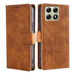 Per Xiaomi 14T 5G Custodia in pelle con chiusura magnetica in coccodrillo (marrone)