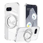 Custodia per telefono con supporto magnetico MagSafe a 360 gradi, effetto satinato, per Google Pixel 9a (argento)