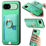 Custodia per telefono con inserto laterale in pelle con anello a croce retrò per Google Pixel 7a MagSafe (verde)