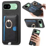 Custodia per telefono con inserto laterale in pelle con anello a croce retrò per Google Pixel 7a MagSafe (nera)