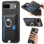 Custodia per telefono con inserto laterale in pelle con anello a croce retrò per Google Pixel 7 MagSafe (nera)