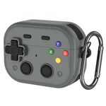 Per AirPods 4 Earbuds Cover Custodia protettiva per console di gioco retrò con design a serratura (grigio)