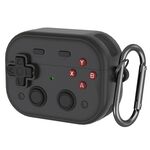 Per AirPods 4 Earbuds Cover Custodia protettiva per console di gioco retrò con design a serratura (nero)