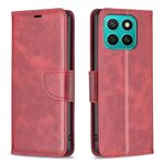 Custodia per telefono in pelle a flip color puro con texture in pelle di agnello per Honor X8c 4G (rosso)