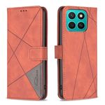 Per Honor X8c 4G Custodia per telefono in pelle con fibbia magnetica e trama a rombi (marrone)