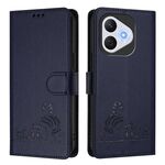 Custodia in pelle con motivo in rilievo a forma di gatto e ratto per Honor 400 Lite, con protezione RFID e cordino (blu)
