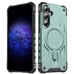Per Samsung Galaxy S25 / S24 5G Straship Custodia per telefono ibrida in TPU magnetico per PC (verde notte)