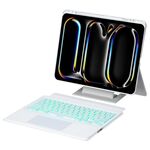 Per iPad Pro 13 2024 Supporto galleggiante staccabile con tastiera retroilluminata Custodia in pelle per tablet con touchpad (bianco)
