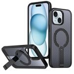 Per iPhone 15 Plus / 14 Plus Custodia per telefono con supporto MagSafe a nido d'ape (nero)