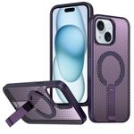 Per iPhone 15 Plus / 14 Plus Custodia per telefono con supporto MagSafe a nido d'ape (viola)