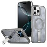 Per iPhone 16 Pro Max Custodia per telefono con supporto MagSafe a nido d'ape (grigio titanio)