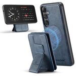 Per Samsung Galaxy S24 FE 5G Fierre Shann FS028 MagSafe RFID Card Holder Back Phone Case (Blu)