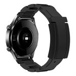 Cinturino per orologio in gomma in acciaio inossidabile con fibbia magnetica pieghevole da 20 mm (nero + nero)