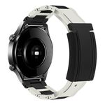 Cinturino per orologio in gomma in acciaio inossidabile con fibbia magnetica pieghevole da 20 mm (bianco + nero)