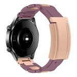 Cinturino per orologio in gomma con fibbia magnetica pieghevole da 20 mm in acciaio inossidabile (viola + oro rosa)