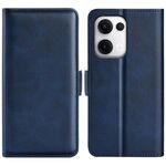 Custodia in pelle con chiusura magnetica orizzontale a doppio lato per OPPO Reno13 5G (blu scuro)
