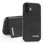 Per iPhone 16 Forwenw F8 Series 2 in 1 Custodia per telefono in pelle con slot per schede magnetiche (nero)
