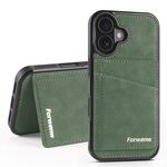 Per iPhone 16 Forwenw F8 Series 2 in 1 Custodia per telefono in pelle con slot per schede magnetiche (verde)