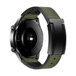 Cinturino per orologio in silicone PU con fibbia magnetica pieghevole a forma di T da 22 mm (Crazy Horse Green)
