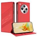 Per OPPO Find X8 Custodia per telefono in pelle retrò con portafoglio multifunzionale in rilievo (rosso)