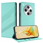 Per OPPO Find X8 Custodia per telefono in pelle retrò con portafoglio multifunzionale in rilievo (verde menta)