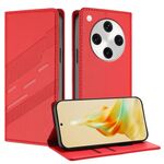 Per OPPO Find X8 Pro Custodia per telefono in pelle retrò con portafoglio multifunzionale in rilievo (rosso)