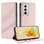 Per OPPO Reno12 5G Custodia per telefono in pelle retrò con portafoglio multifunzionale in rilievo (rosa)