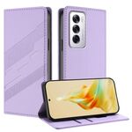 Per OPPO Reno12 5G Custodia per telefono in pelle retrò con portafoglio multifunzionale in rilievo (viola chiaro)