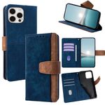 Per iPhone 14 Pro Custodia per telefono in pelle con cuciture colorate e protezione RFID (blu)