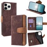 Per iPhone 11 Pro Max Custodia per telefono in pelle con cuciture colorate e protezione RFID (marrone)