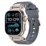 Per Apple Watch 46mm / 49mm / 45mm / 44mm Cinturino per orologio in TPU con connettore in acciaio inossidabile (grigio + titanio)