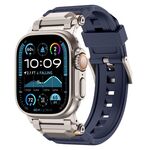Per Apple Watch 46mm / 49mm / 45mm / 44mm Cinturino per orologio in TPU con connettore in acciaio inossidabile (blu + titanio)