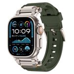 Per Apple Watch 46mm / 49mm / 45mm / 44mm Cinturino per orologio in TPU con connettore in acciaio inossidabile (verde + titanio)